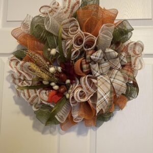 Fall Mesh and Flower Wreath