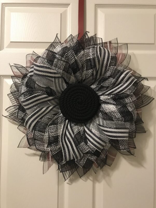Plaid and Stripped Flower Wreath