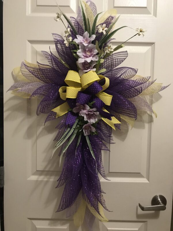 Purple Easter Cross Wreath