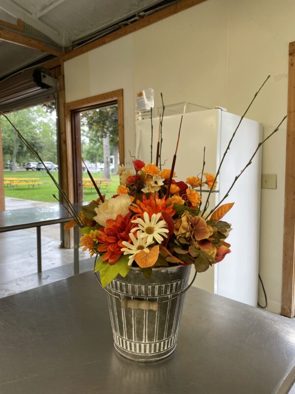 Galvanized Pot Fall Centerpiece