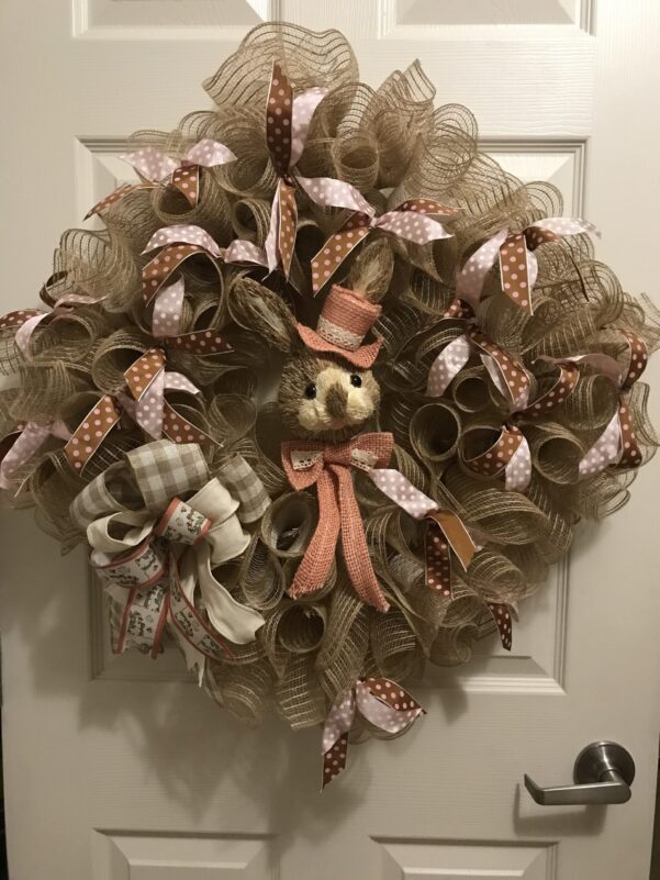 Easter Bunny with Hat Wreath