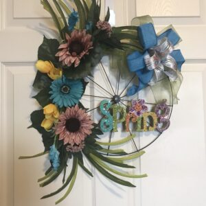 Spring Bike Wheel Wreath