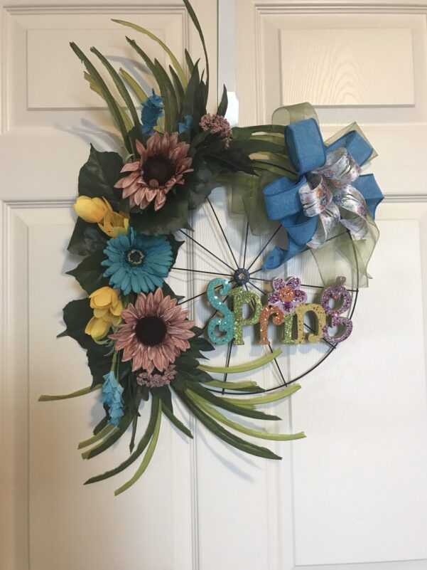 Spring Bike Wheel Wreath