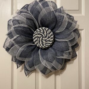 Sunflower Blue and White Wreath