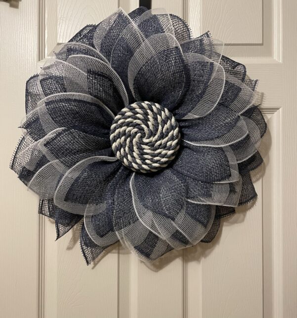 Sunflower Blue and White Wreath