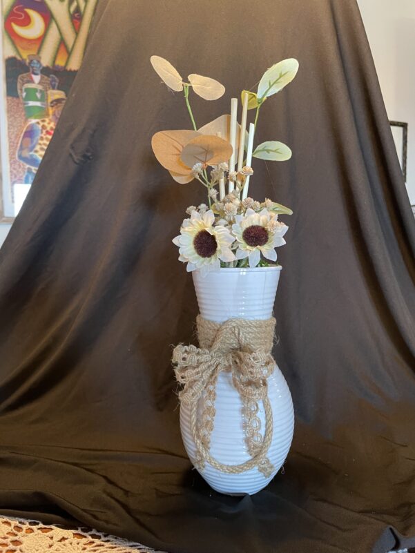 White vase centerpiece