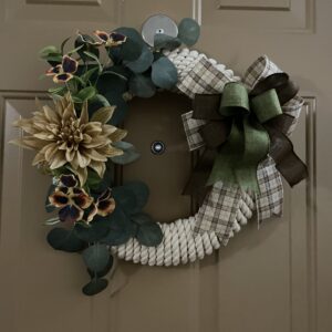 White rope with flowers wreath