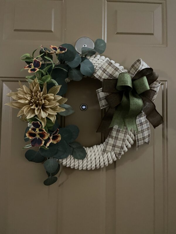 White rope with flowers wreath