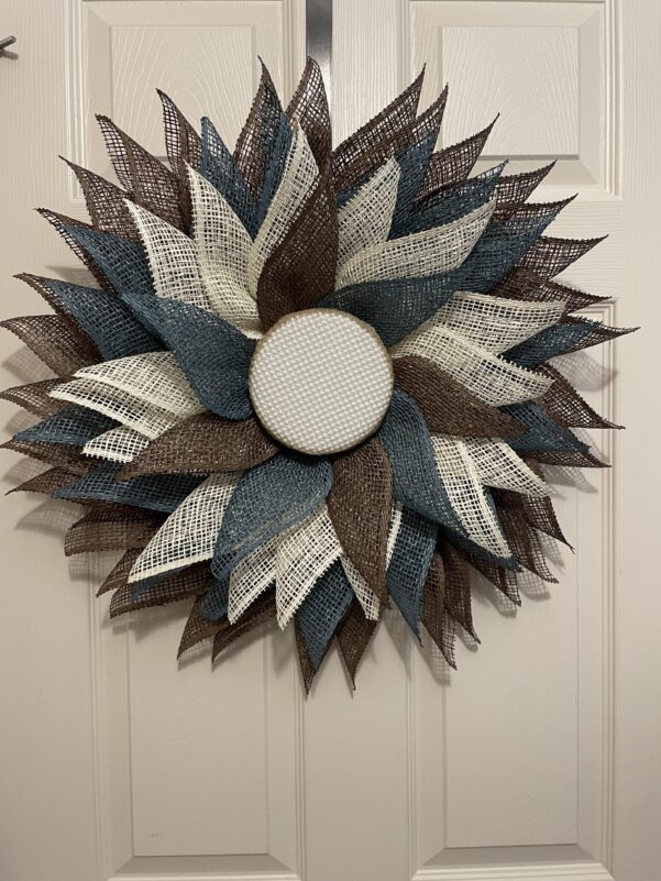 Sunflower Blue, Brown, & Cream Wreath