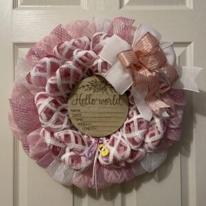 Baby Girl Wreath Hello World Wreath