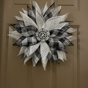 Black and White Flower Wreath