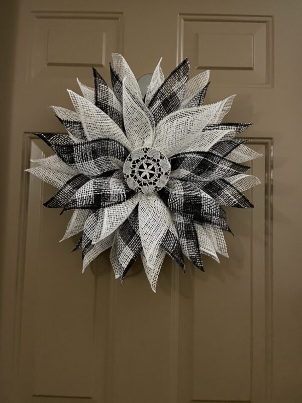 Black and White Flower Wreath