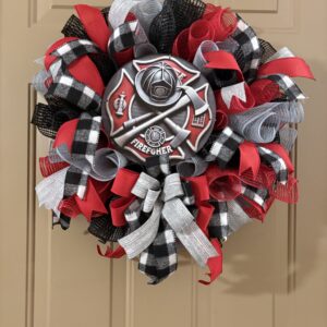 Firefighter with Ax and Helmet wreath