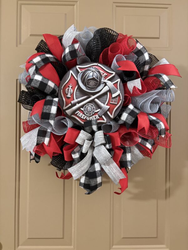 Firefighter with Ax and Helmet wreath