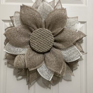 Cream and Checked Sunflower Wreath