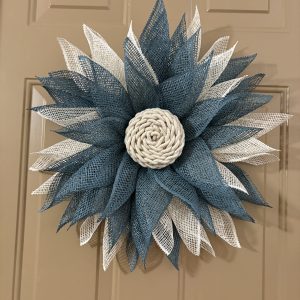 Navy and cream sunflower wreath